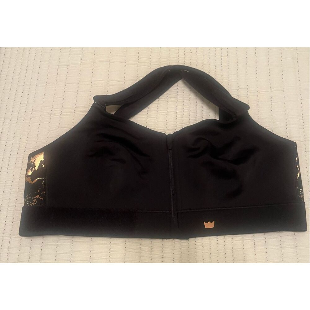 SHEFIT Medium Impact Sports Bra Black Zip Front Adjustable Straps 3Luxe NEW - Picture 7 of 11